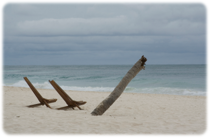 Beach chairs in Tulum beach, picture taken by Cancun Manny